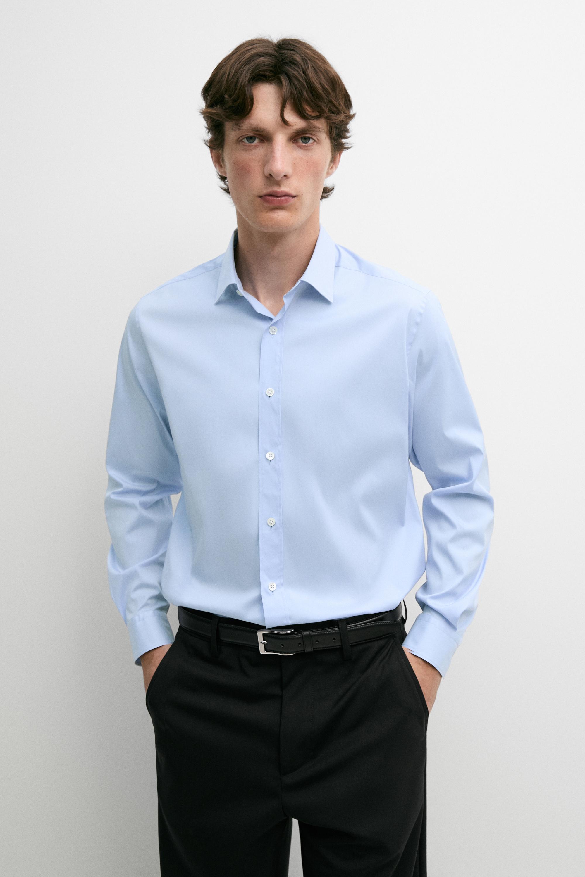 Slim fit stretch cotton blend shirt
